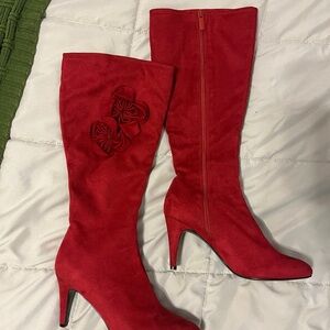 Red heeled boots size 8